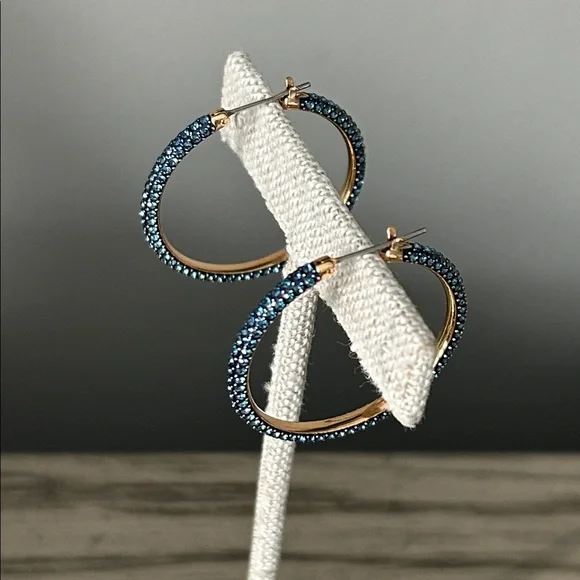 Swarovski Pave Crystal blue hoops - Picture 3 of 8